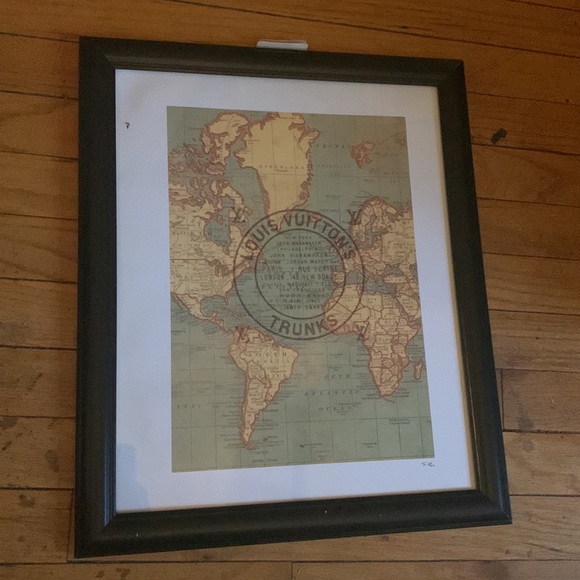 Vintage Louis Vuitton LV Fashion World Map, Grey Beige 14" x 18" Framed … - Picture 2 of 4